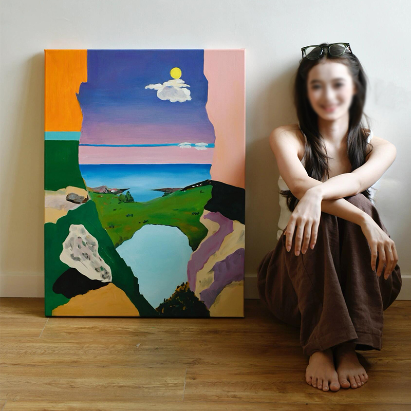 色块山海》多巴胺客厅沙发背景墙装饰画 画抽象小众艺术卧室玄关