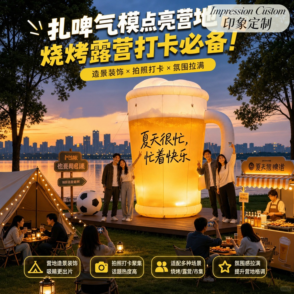充气扎啤模型定制户外商业美陈啤酒节音乐会引流道具商场装饰气模