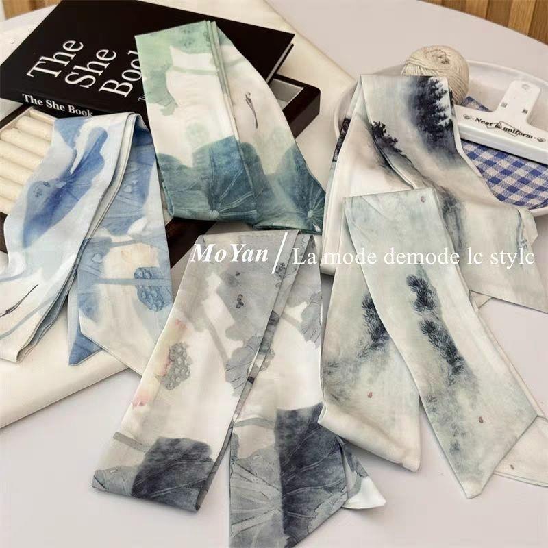 女士腰带丝巾配牛仔裤皮带丝巾细丝绸装饰裙子长条裤子布料布条