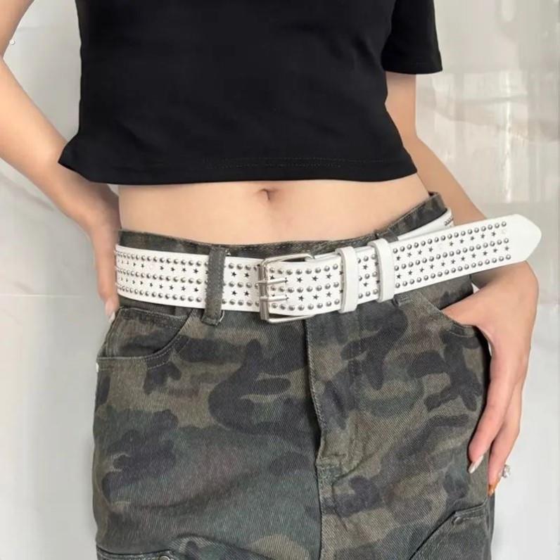 皮带女2024新款白色腰带y2k美式复古年轻人装饰配牛仔裤高级休闲