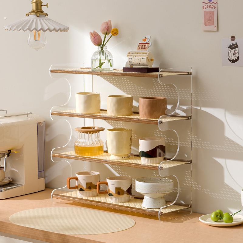 杯架杯子收纳置物架家用高档桌面茶杯架子茶具收纳架餐边柜水杯架