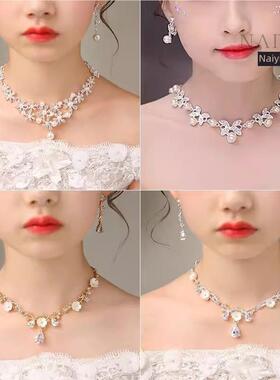 儿童珍珠项炼集女孩的耳环耳环吸引可爱的莱茵石耳环公主表演服装