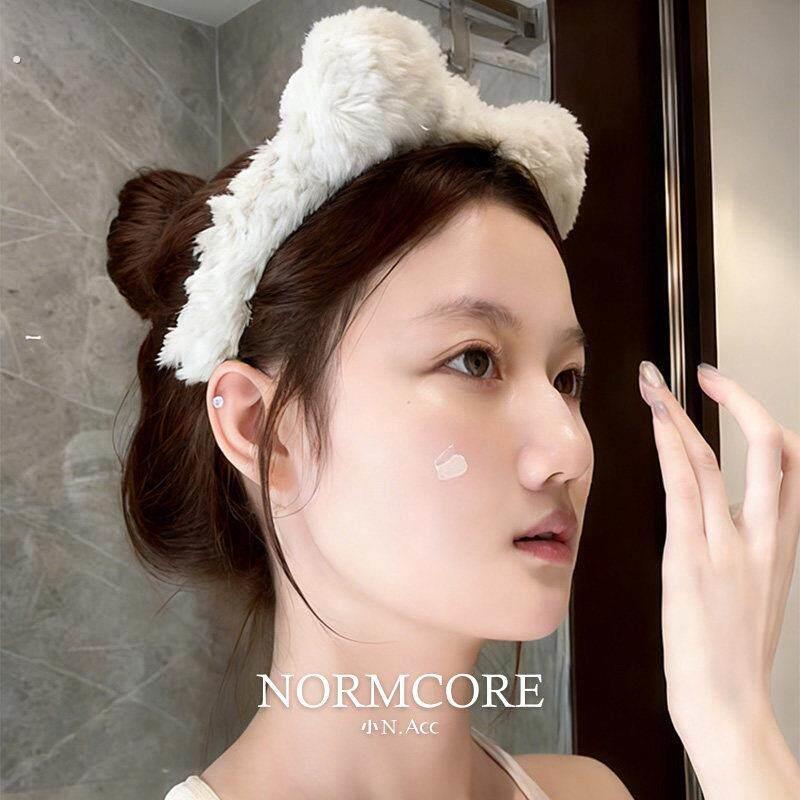 贴肤束发!白色洗脸发箍女!2026新款毛绒高颅顶显脸小发夹头发器