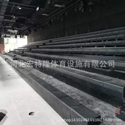 体育馆电动伸缩看台椅 活动条凳吹塑椅看台 颜色可选场地尺寸制作