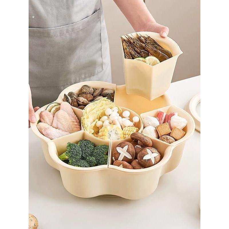 家用分格旋转火锅蔬菜拼盘双层洗菜盆沥水篮创意多功能备菜配菜盘,厨房/烹饪用具,配菜/备菜盘,淘宝优惠券,粉丝福利购,淘宝优惠卷