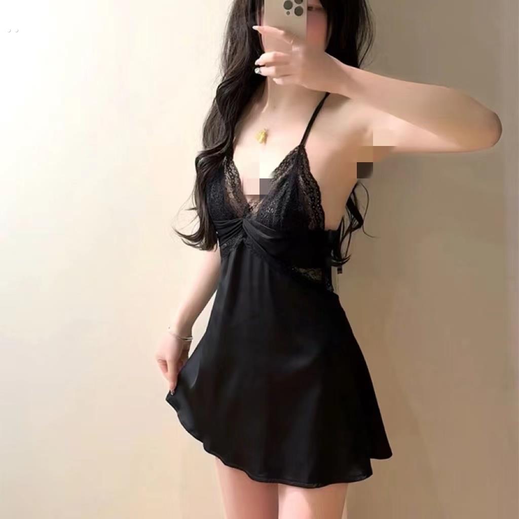 纯欲少女性感美背蕾丝吊带睡裙连衣裙春夏季新款冰丝睡衣女家居服