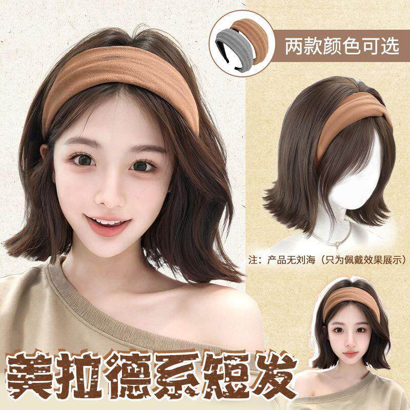 发箍半头套假发女短发外翻波波头可拆卸2026新款自然仿真发假发套