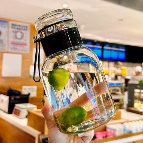 德国高硼硅玻璃水杯大容量吨吨桶水壶防摔耐高温墩墩茶水分离泡茶