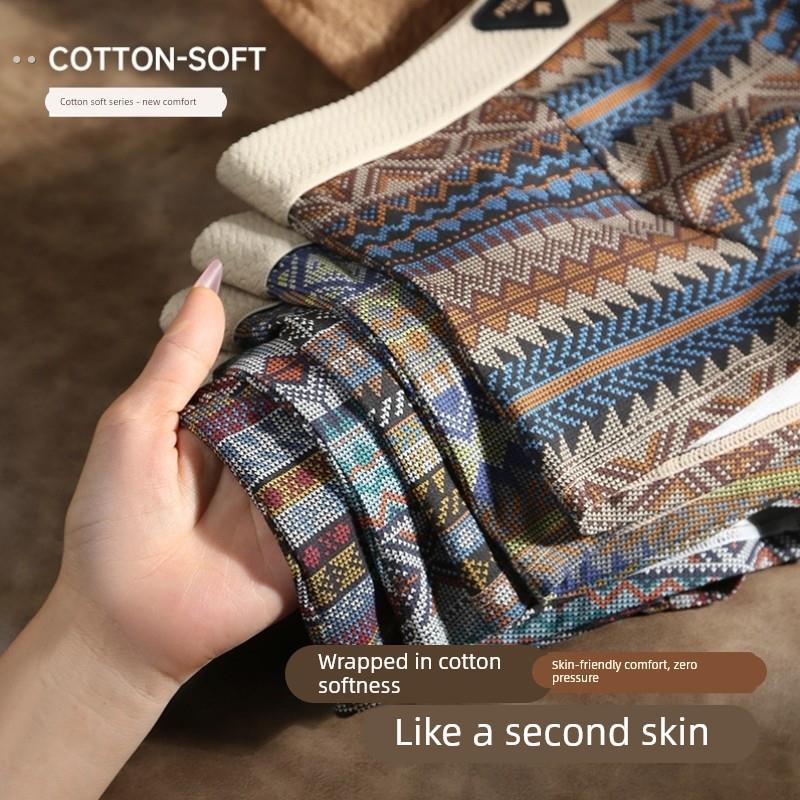 男士内裤男生纯棉抗菌透气2025新款民族风男款平角男式四角短裤头