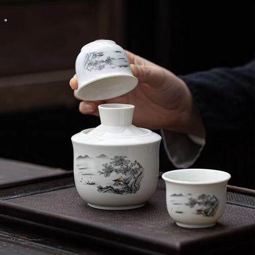 陶瓷温酒器家用二两烫酒壶热酒器暖酒白酒小酒杯中式酒具套件