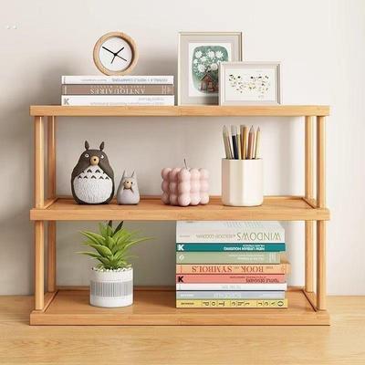 桌面置物架桌上增高加厚可调收纳架子台面小型多层放东西竹木隔板