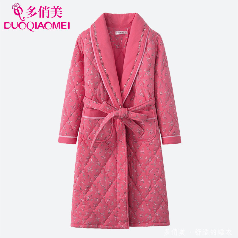 睡袍女秋冬季纯棉夹棉晨袍中长款睡衣全棉浴袍冬款浴衣棉袄子外套,女士内衣/男士内衣/家居服,睡袍/浴袍,淘宝优惠券,粉丝福利购,淘宝优惠卷