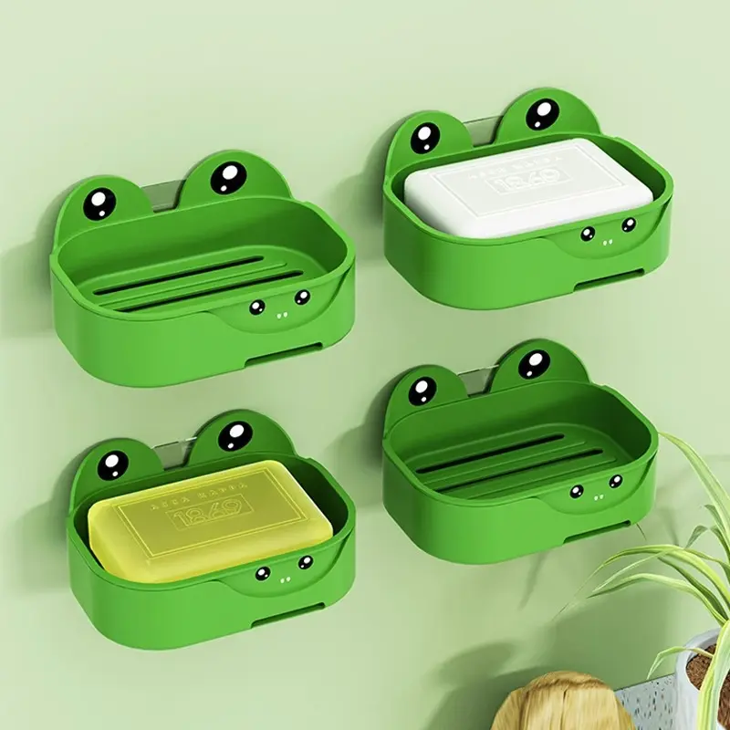 可爱双层免打孔肥皂盒墙壁挂式架沥水家用宿舍卫生间盒置物架