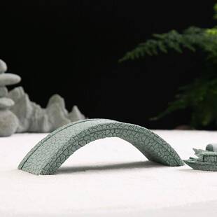 仿真花卉盆景造景石桥摆件创意微景观小船摆设假山流水装饰小配件
