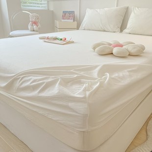 水洗棉纯白床笠单件床罩床垫保护B套全包宾馆酒店民宿家用防灰尘