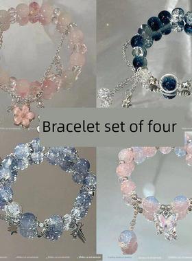 中式蝴蝶串珠手炼同款女款印象轻奢小众高级气质情侣手串闺蜜礼物