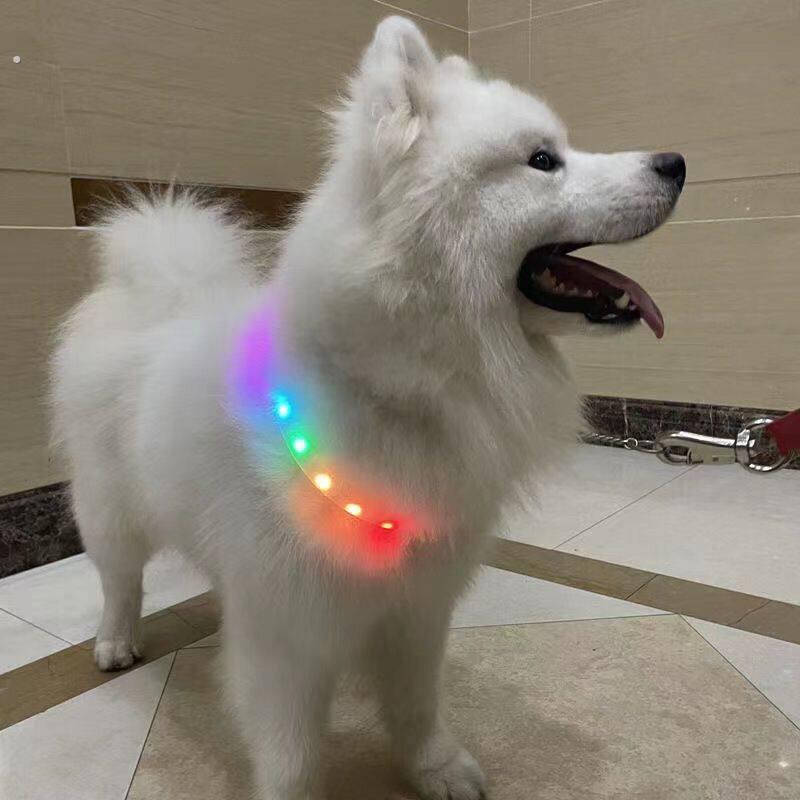宠物发光项圈脖圈大小型犬萨摩耶狗狗爆闪光项圈跑马灯狗脖圈亮灯