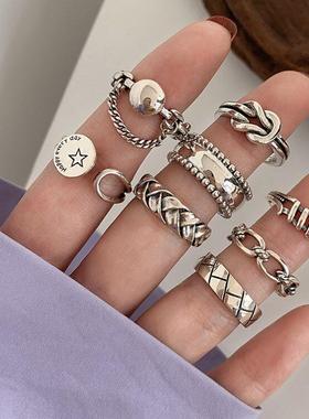 适合手粗的戒指女粗胖手大号大码戒指女胖mm食指素圈戒指开口设计