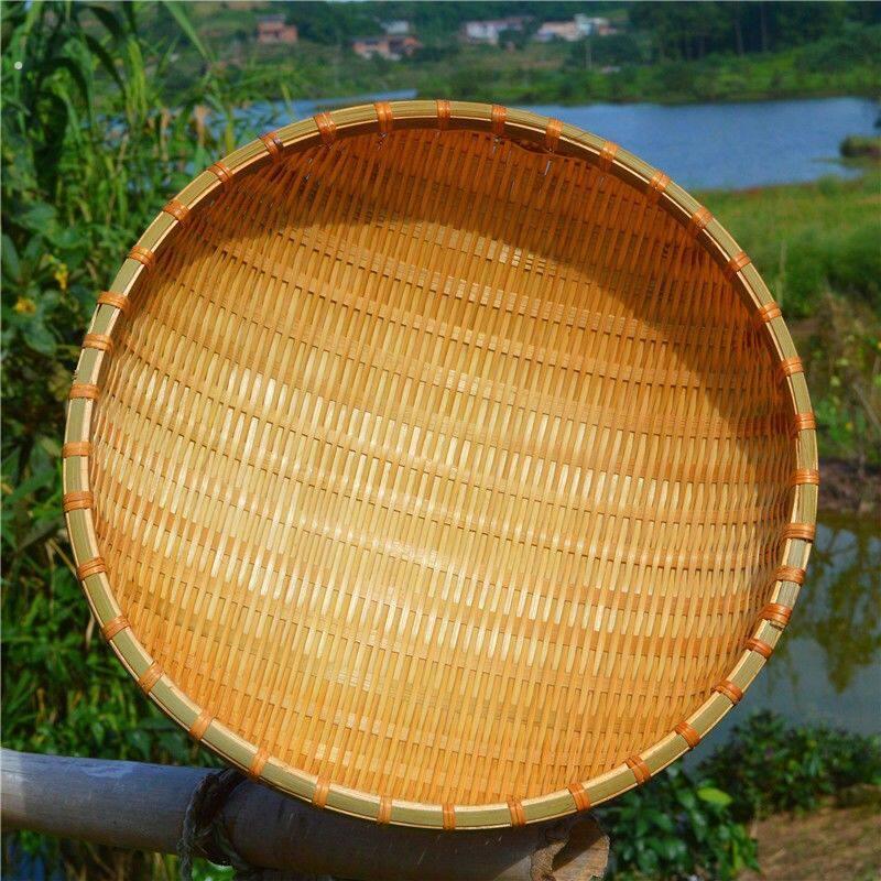 竹编篮圆形簸箕筲箕手工竹篓米筛子馒头筐收纳筐厨房洗菜箩筐家用