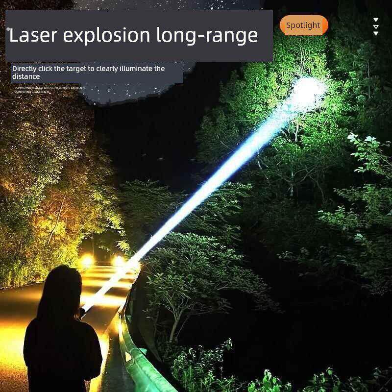 强光手电筒大功率充电超长续航大容量2025新款户外超亮激光冲天炮