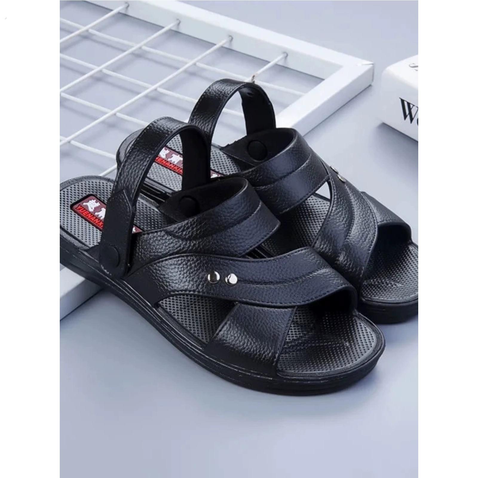 越南橡胶凉鞋男夏季塑料拖鞋两用厚底外穿防滑露趾中年爸爸沙滩鞋