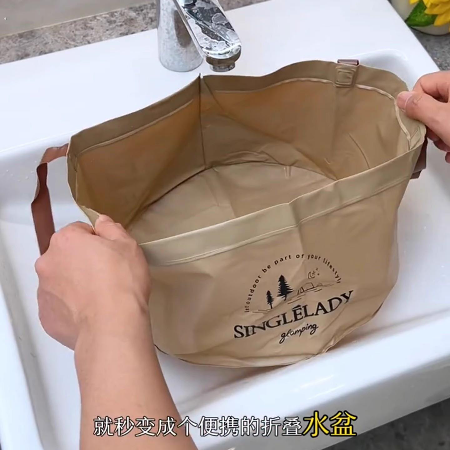 可折叠水盆水袋户外便携旅行水桶旅游洗衣袋泡脚桶加固防漏洗菜盆