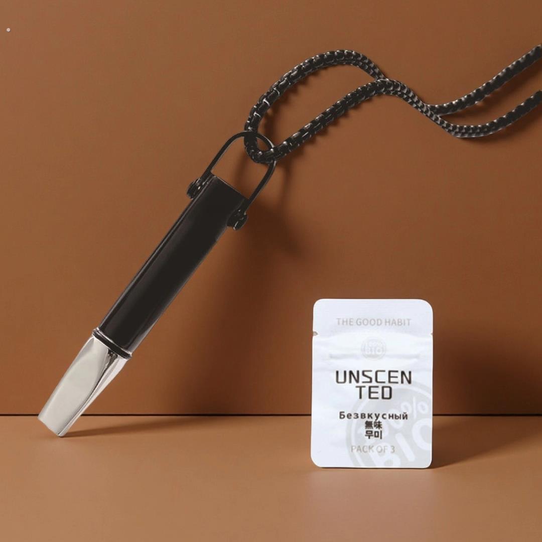 戒烟呼吸阻力口哨项链圆管内置棉芯辅助冥想减压嘴刁钛钢吊坠棒棍