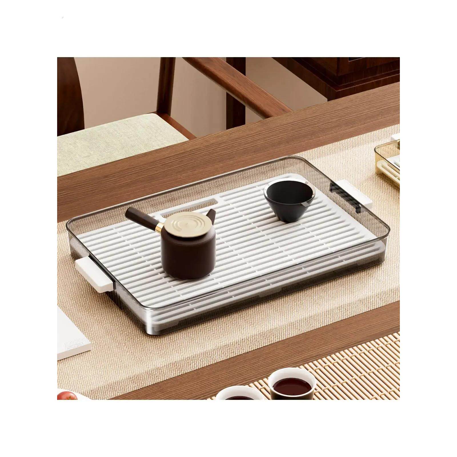 茶盘家用桌面长方形茶具塑料沥水盘客厅茶台茶壶茶杯轻奢排水托盘