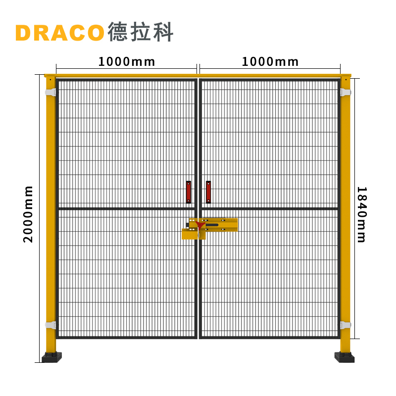精品仓库隔离网机器人安全护栏网2米双对开铰链合页扇形防护门
