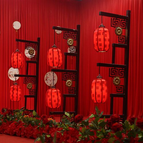 中式宫灯汉唐婚礼铁艺灯笼路引灯笼红色羊皮喜字绘画新款婚庆道具