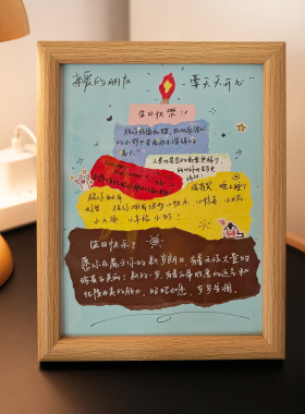 生日祝福手写拼贴蛋糕相框送女友男友DIY走心小众创意礼物赠闺蜜