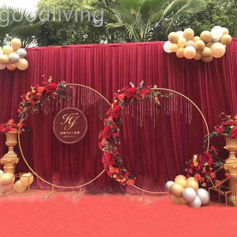 中式大红婚庆舞台背景纱幔结婚礼现场背景布置婚礼幕布布幔