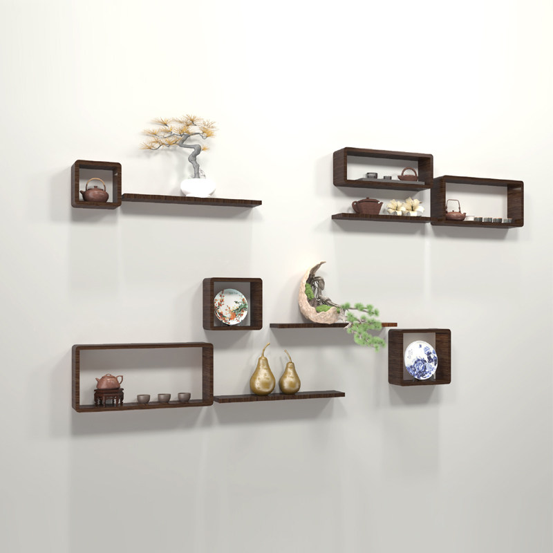 博古架实木中式壁挂墙上多宝阁小摆件客厅古董茶架隔断简约现代