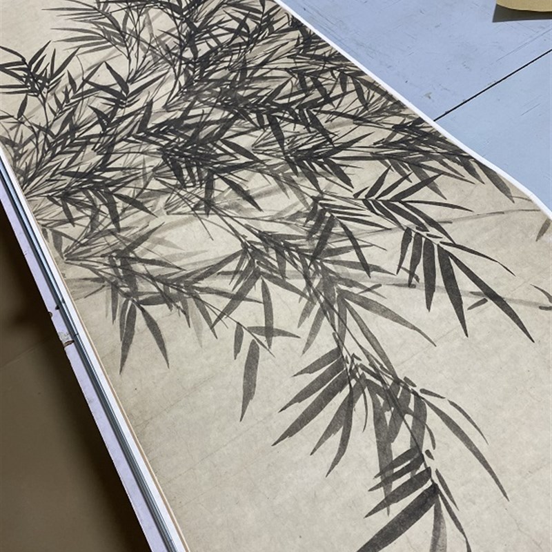 元 李衎墨竹图 赵孟頫行书跋古代水墨竹子国画长卷高清微喷复制画