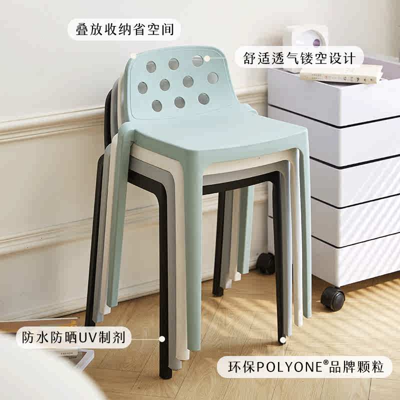 餐椅塑料凳子靠背可叠放加厚家用简约客厅餐桌凳不占地结实等位椅图片