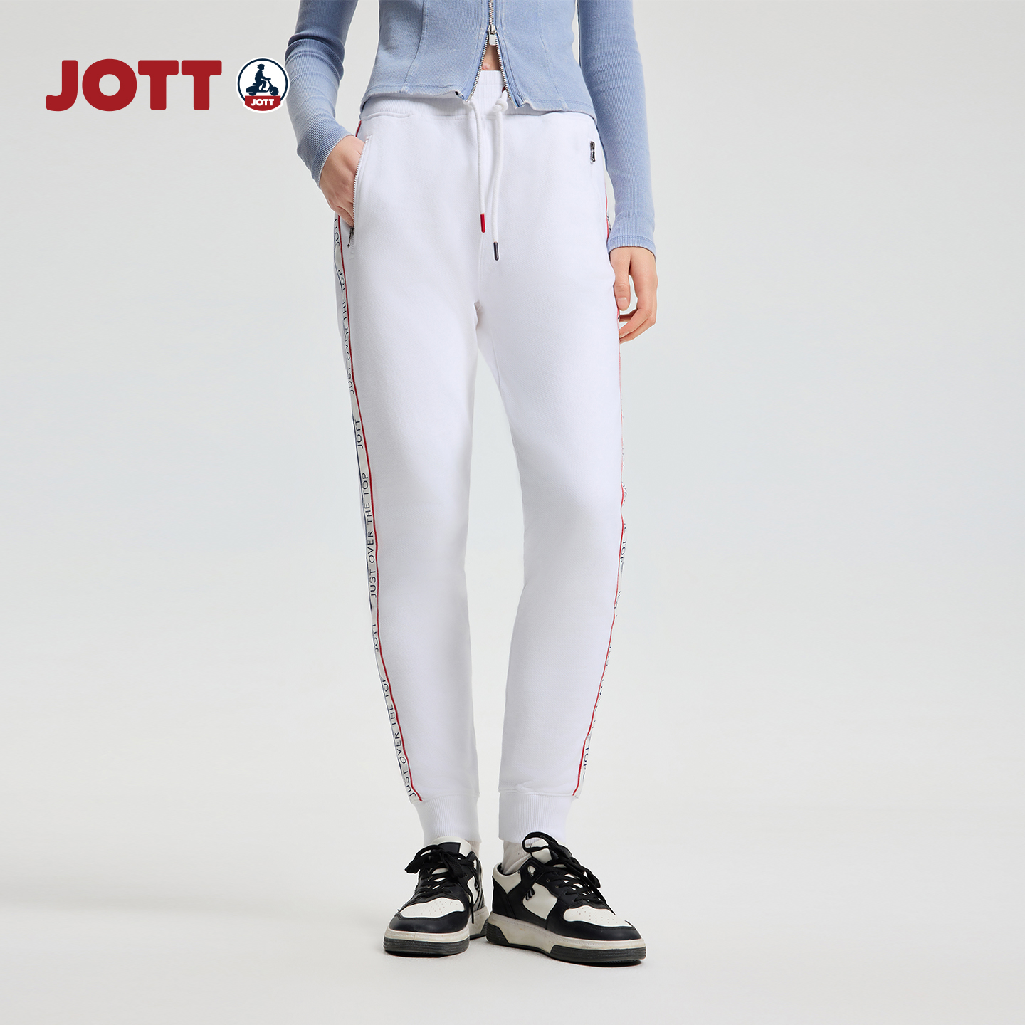 JOTT女士全棉针织长裤休闲百搭时尚简约舒适透气休闲裤潮流运动裤