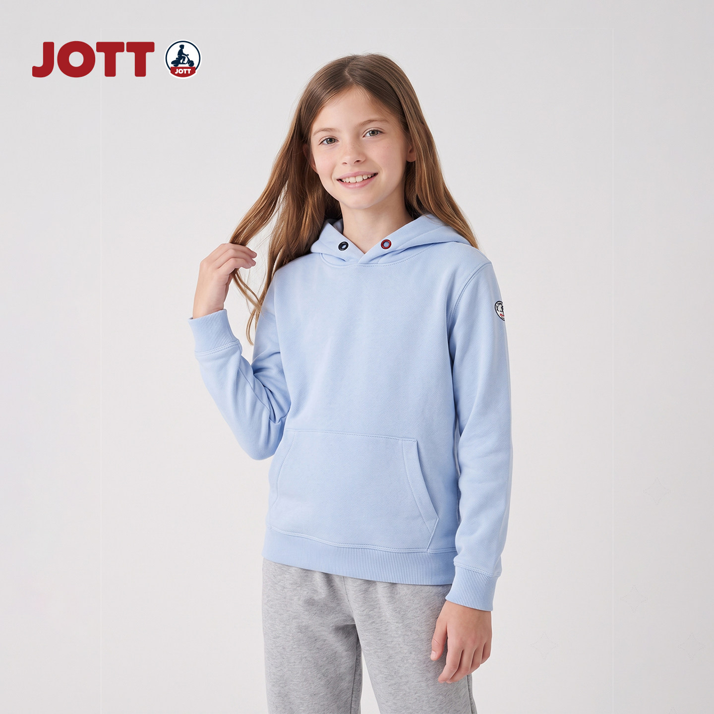 JOTT/连帽纯色长袖套头卫衣专柜正品新款上衣儿童男女童装春秋款图片