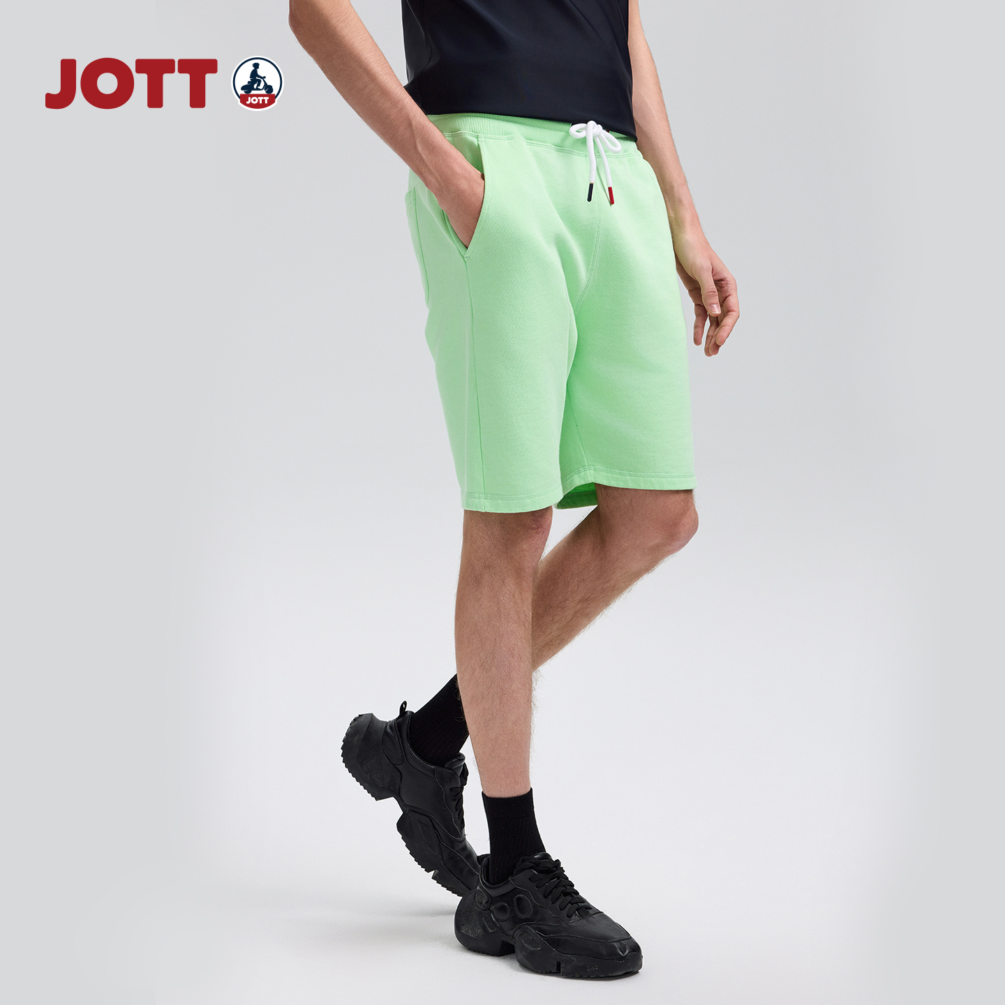 JOTT男士夏季全棉针织短裤休闲百搭时尚简约舒适短裤透气运动短裤