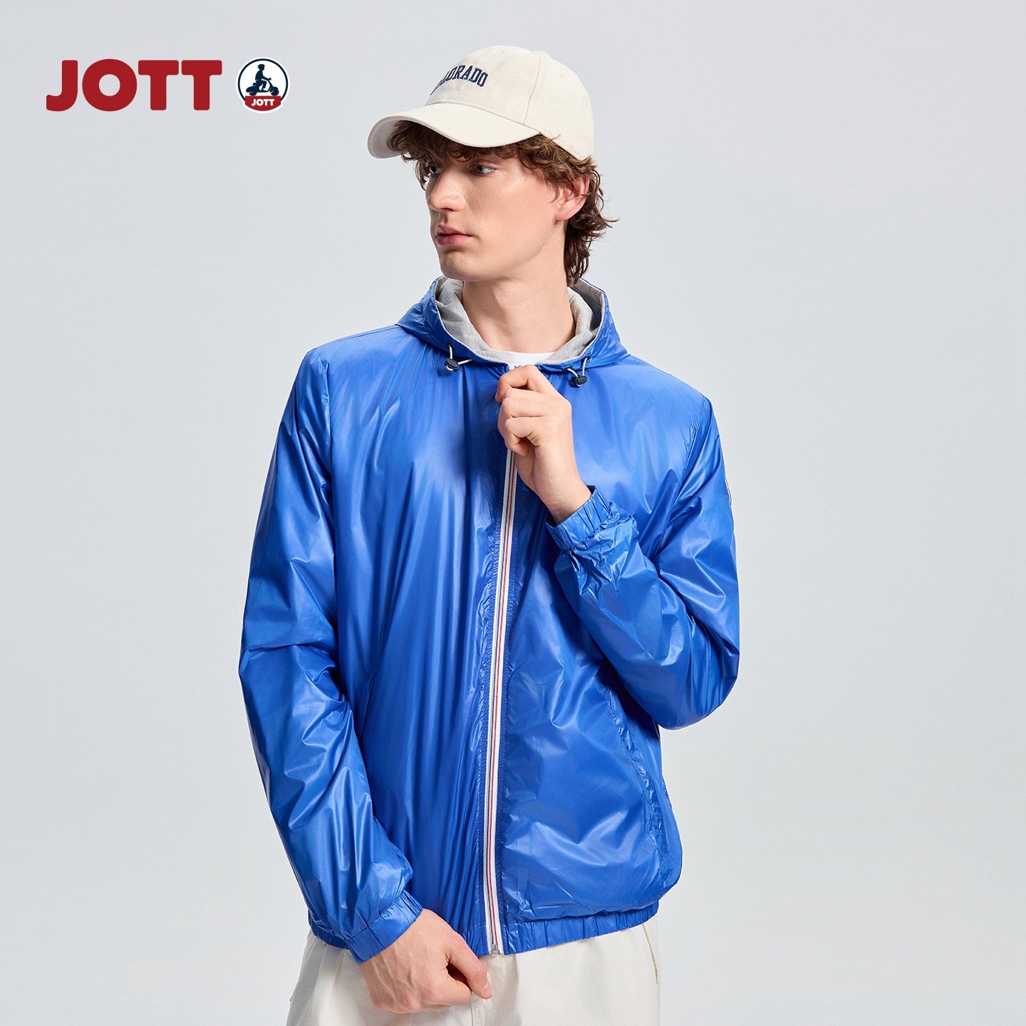 JOTT男士连帽棉服百搭舒适棉简约服外套轻薄休闲潮流运动连帽外套