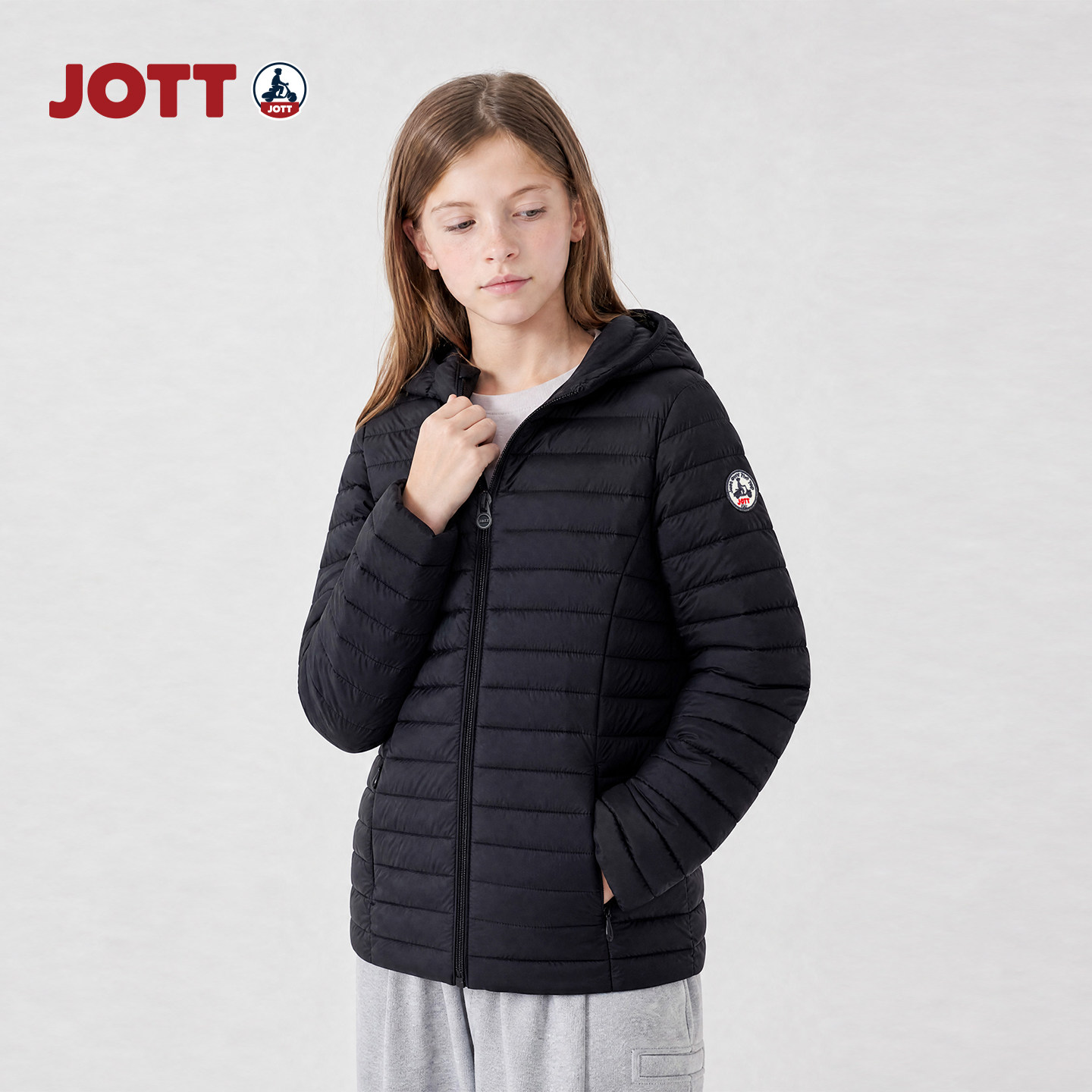 JOTT/排骨线轻薄羽绒服 简约纯色长袖外套 男女童装儿童秋冬款图片