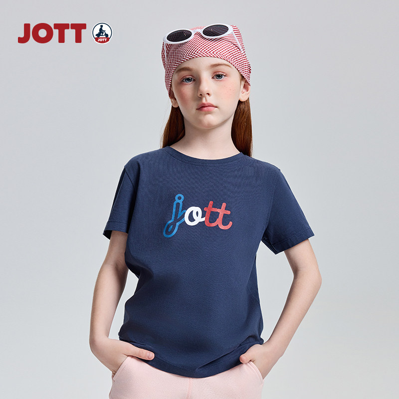JOTT/短袖圆领字母印花儿童上衣T恤简约时尚男女童装夏季新款图片