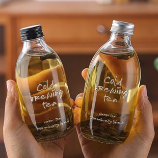 家用果酒玻璃瓶热咖啡果汁瓶冷泡茶分装小玻璃瓶食品级密封饮料瓶