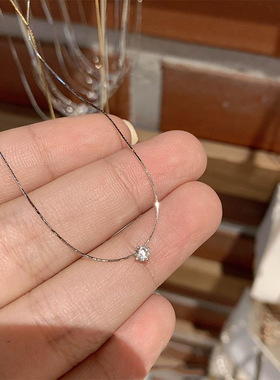 极细单钻锆石项链女2025秋季毛衣链钛钢锁骨链轻奢小众蛇骨链