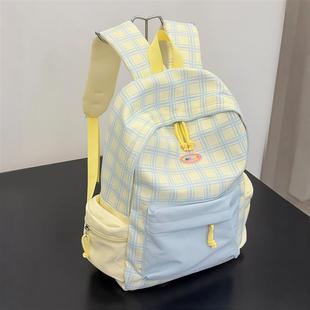 奶黄色书包初高中女生高颜值ins小众日系大容量多巴胺清新双肩包