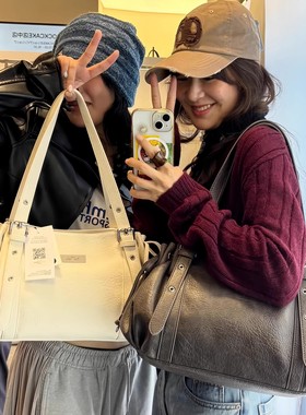 韩国ASON枕头包机车饺子包百搭通勤单肩斜挎手提包大容量腋下包