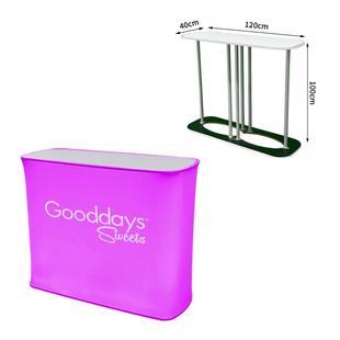 2米超长快幕秀展台定制便携式L型弧形半圆卡布展会前台接待桌广告