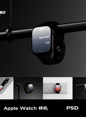 4款高级工业风Apple Watch苹果智能手表UI界面设计作品展示ps样机