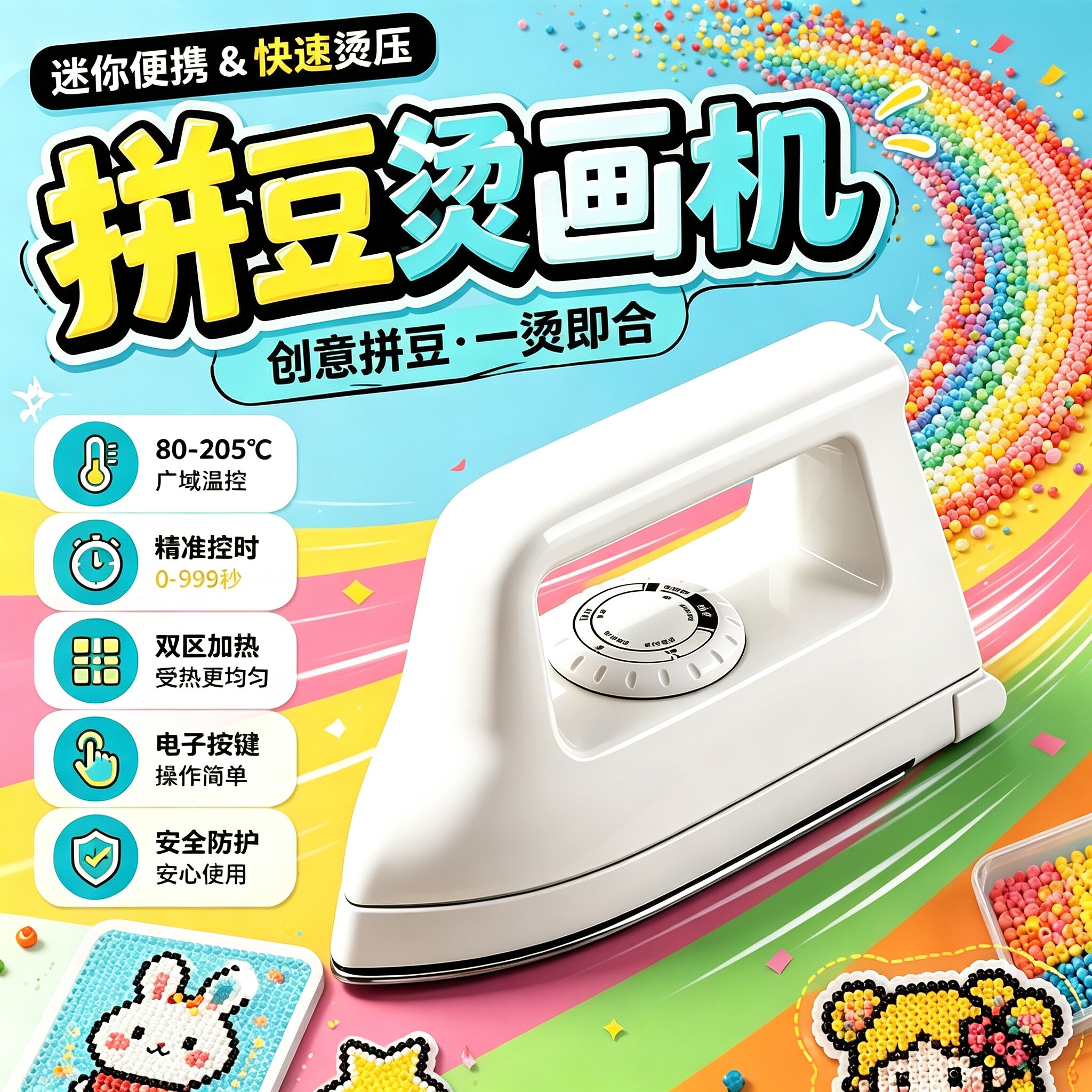 拼豆专用熨斗3C认证5档可调节控温大白熨烫机手工制作拼豆烫画机