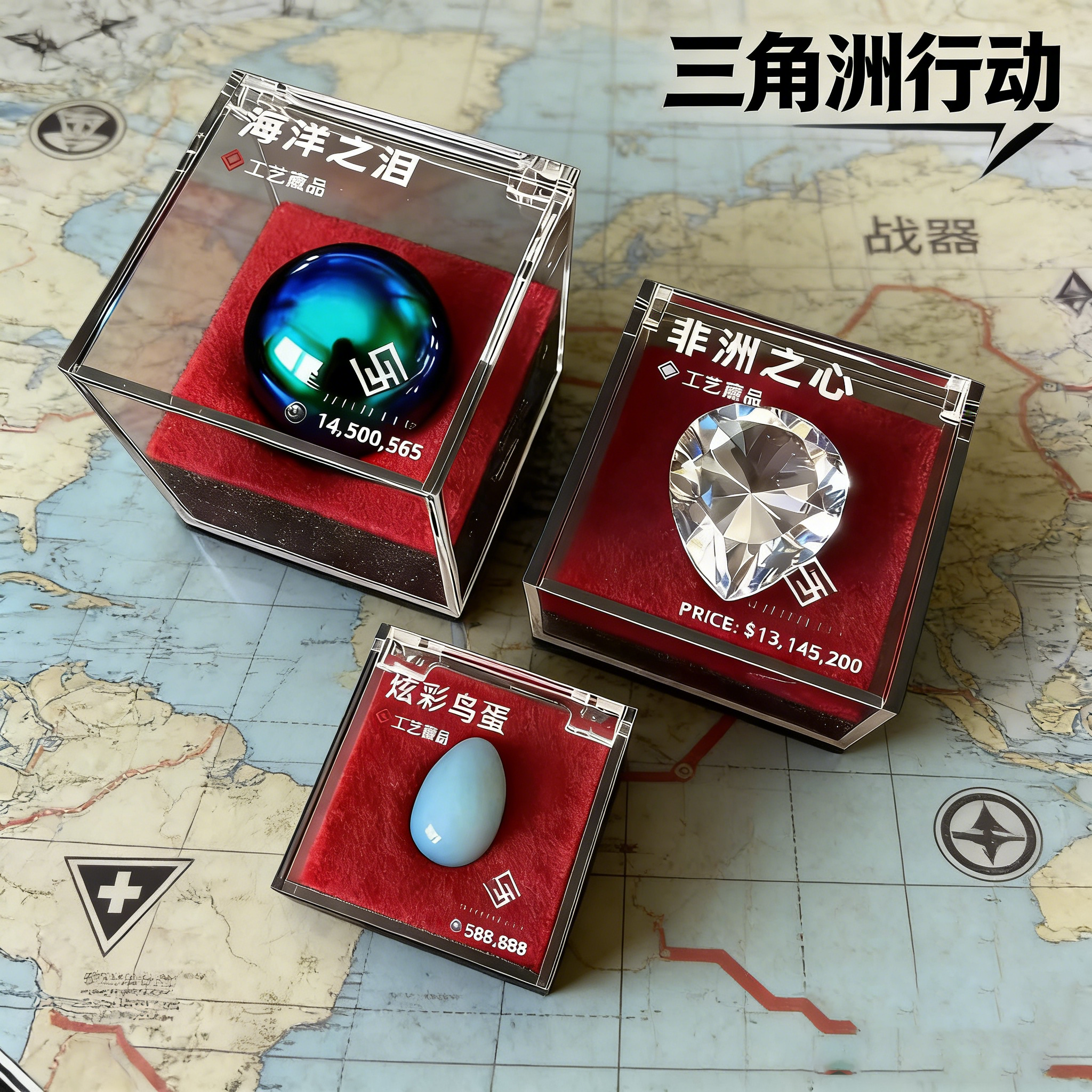 三角洲行动周边非洲之心星模型大红海洋之泪手办炫彩鸟蛋摆件玩具