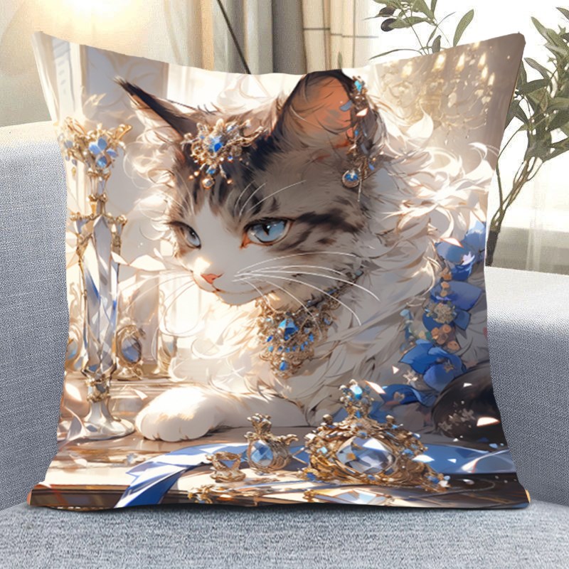 贵族宠物猫咪抱枕十字绣手工满绣可爱动物刺绣